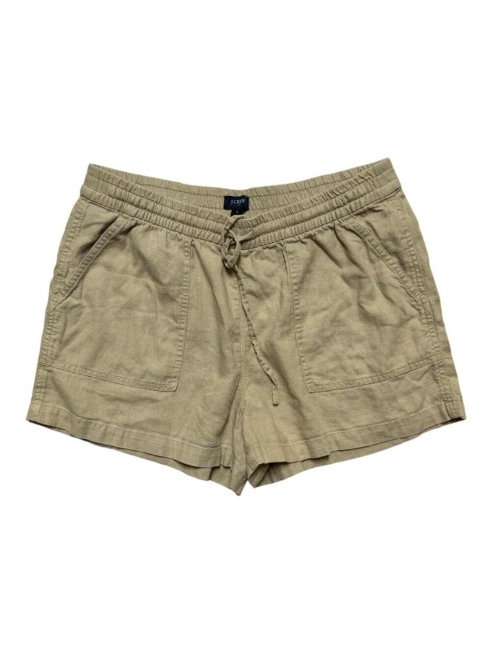 J.Crew Linen Blend Pull On Shorts Tan Drawstring Casual Size Small
